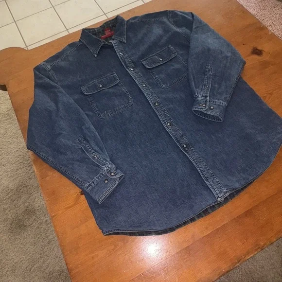 Banana Republic Men's XL‎ Denim Shacket Quilted Lined Heavy Cotton Jacket Blue - Picture 7 of 12